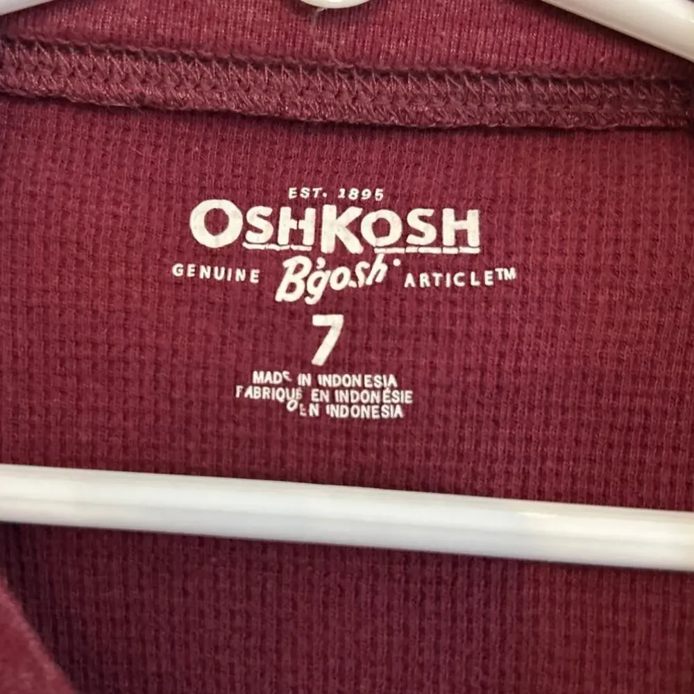 OshKosh B'Gosh Denim Co. Boys Long Sleeve Thermal Shirt Burgundy 7